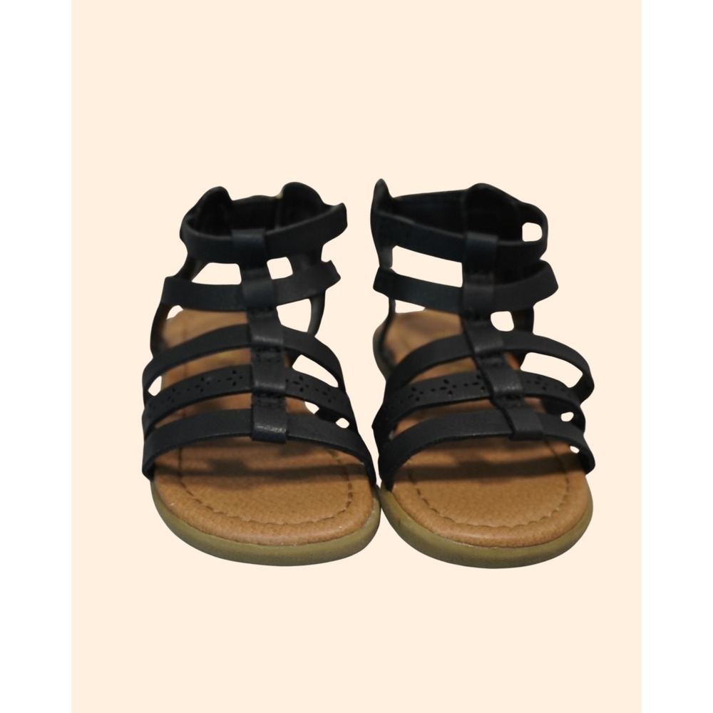 The Childrens Place Toddler Girls Black Gladiator Sandals Size 5 Strappy Shoes